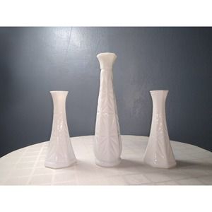 Hooiser glass milk glass vases (set of 3)
